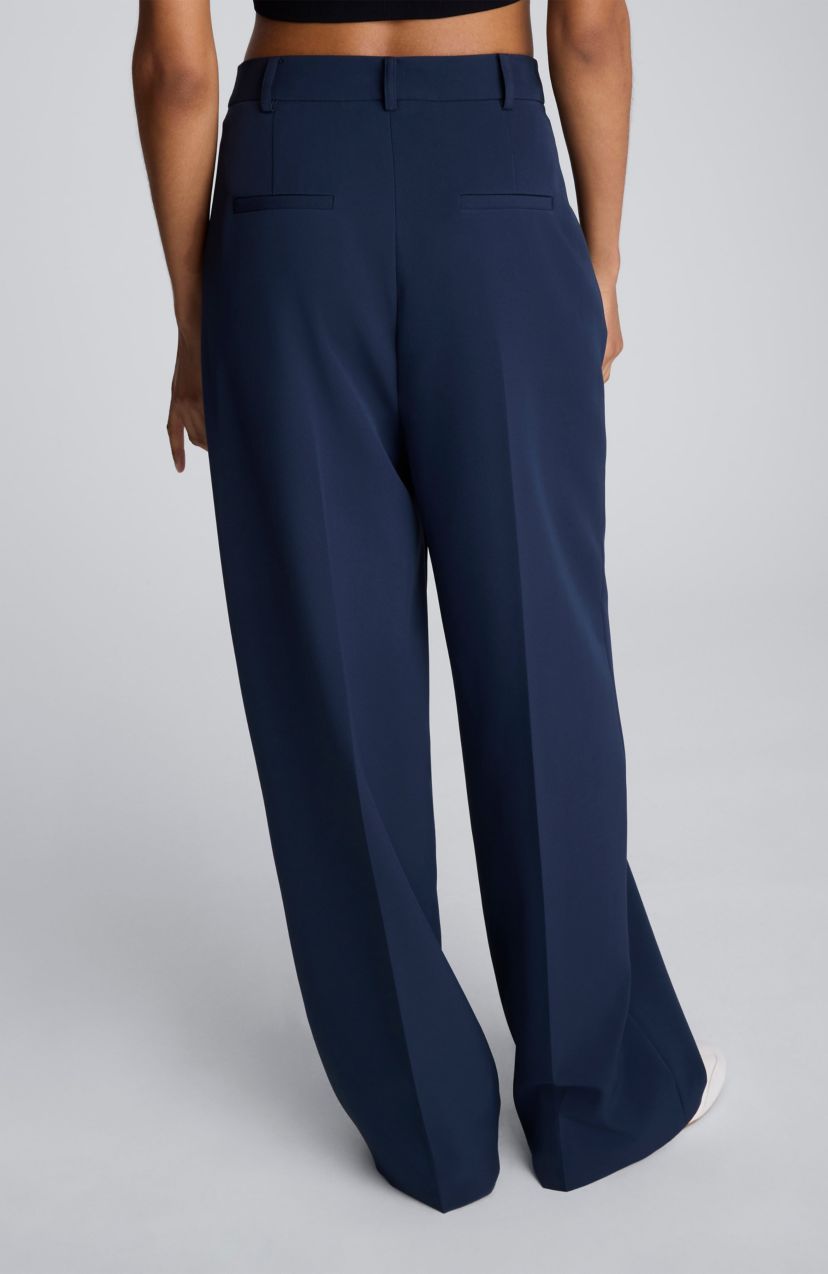 Fly Front High Rise Wide Leg Pant