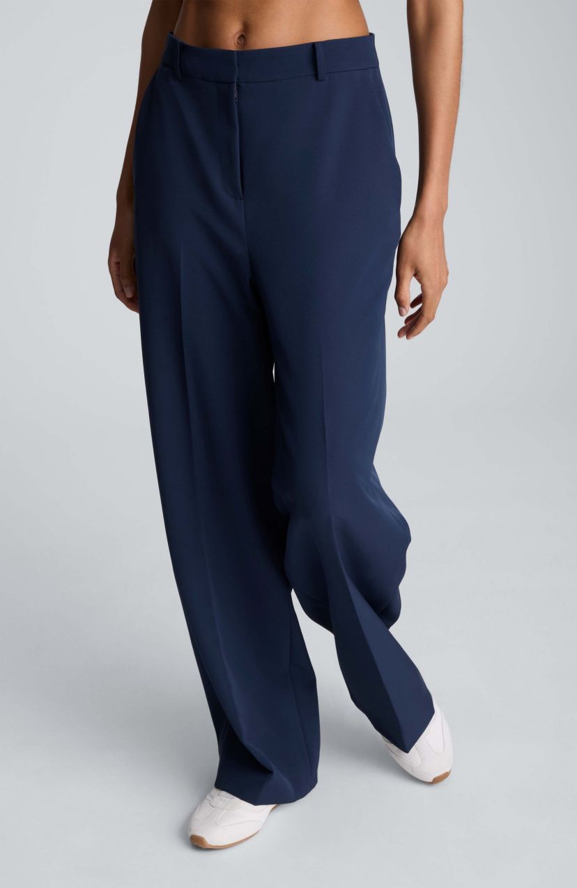 Fly Front High Rise Wide Leg Pant