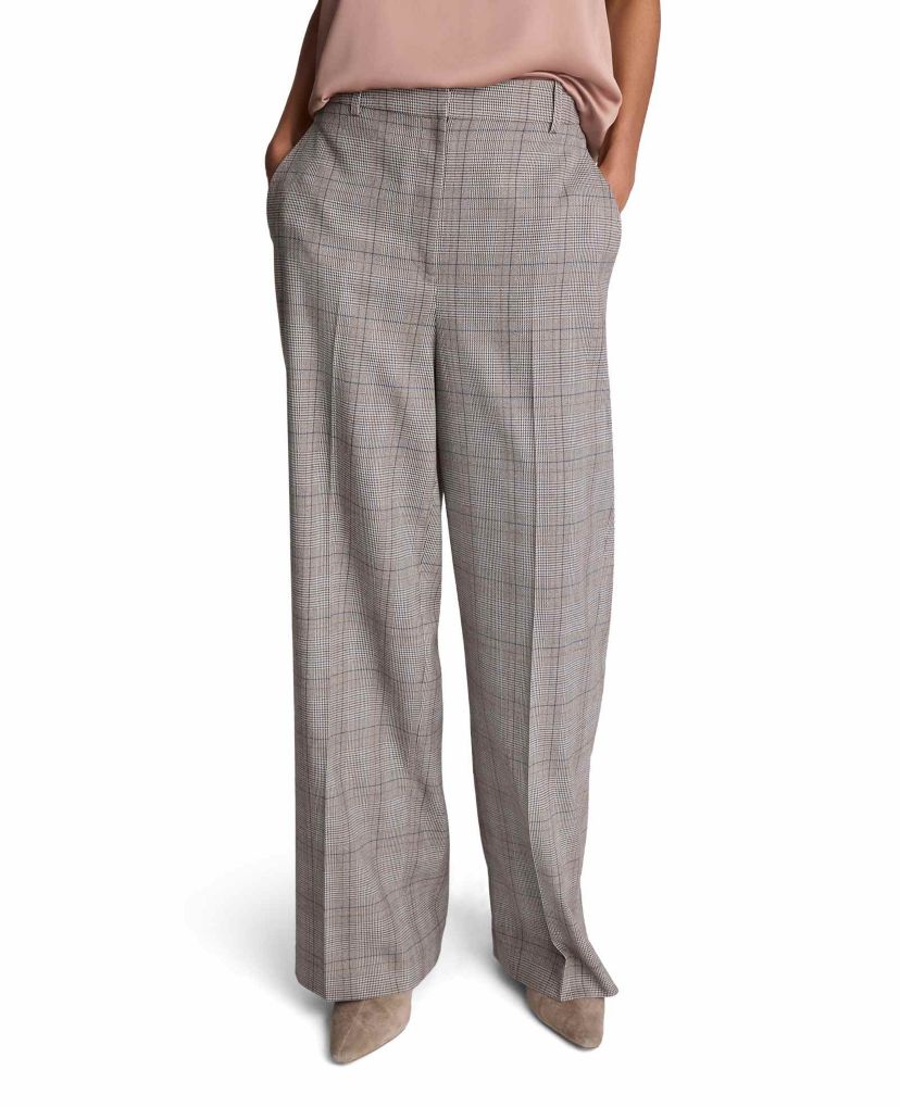 Fly Front High Rise Wide Leg Pant