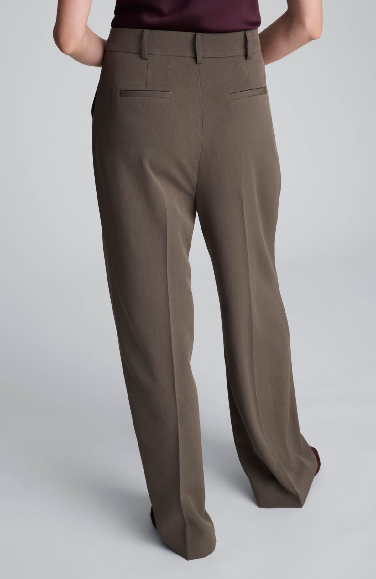 Melange Pleat Front Wide Leg Pant