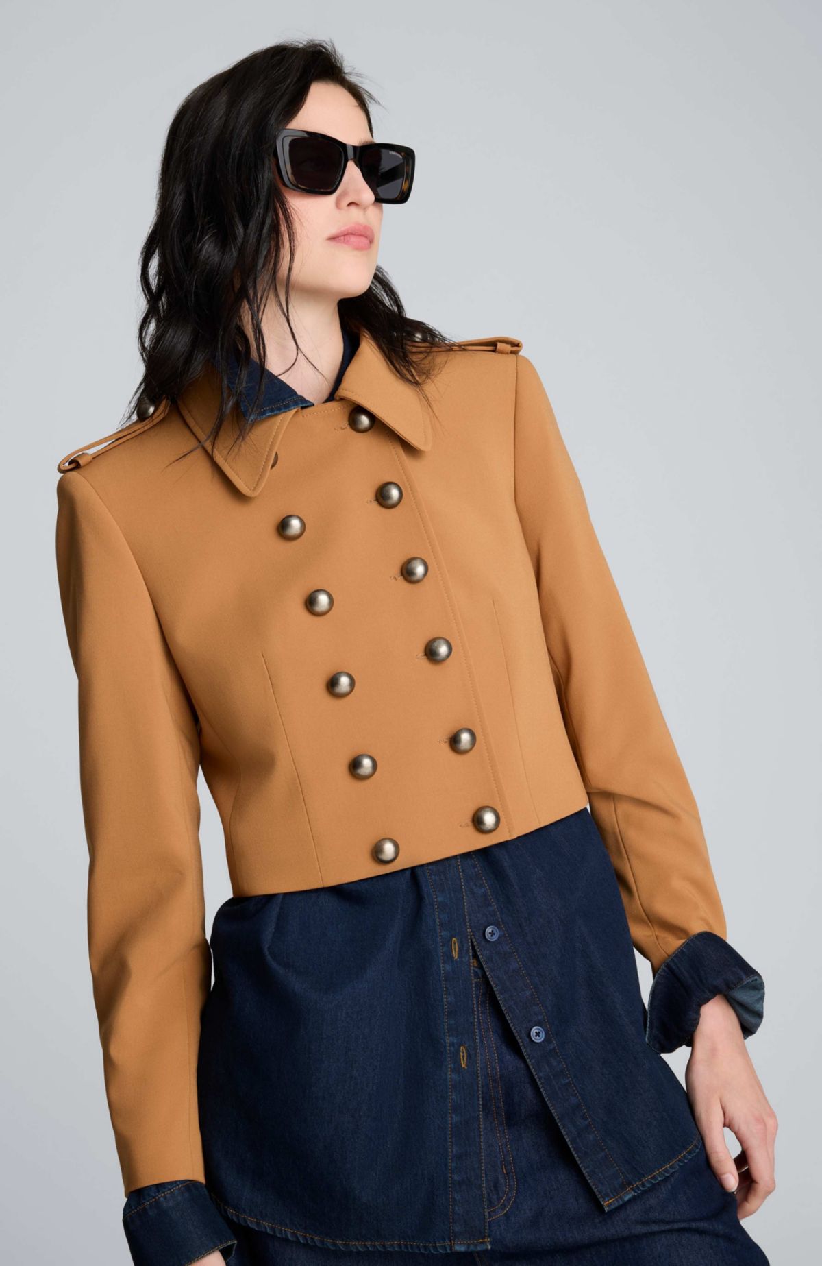 Luxe Twill Cropped Military Jacket