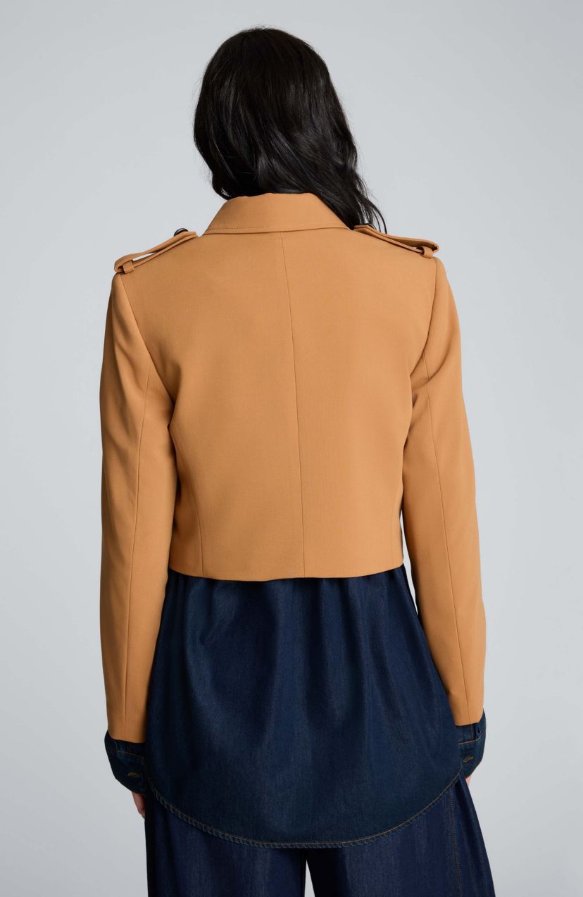 Luxe Twill Cropped Military Jacket