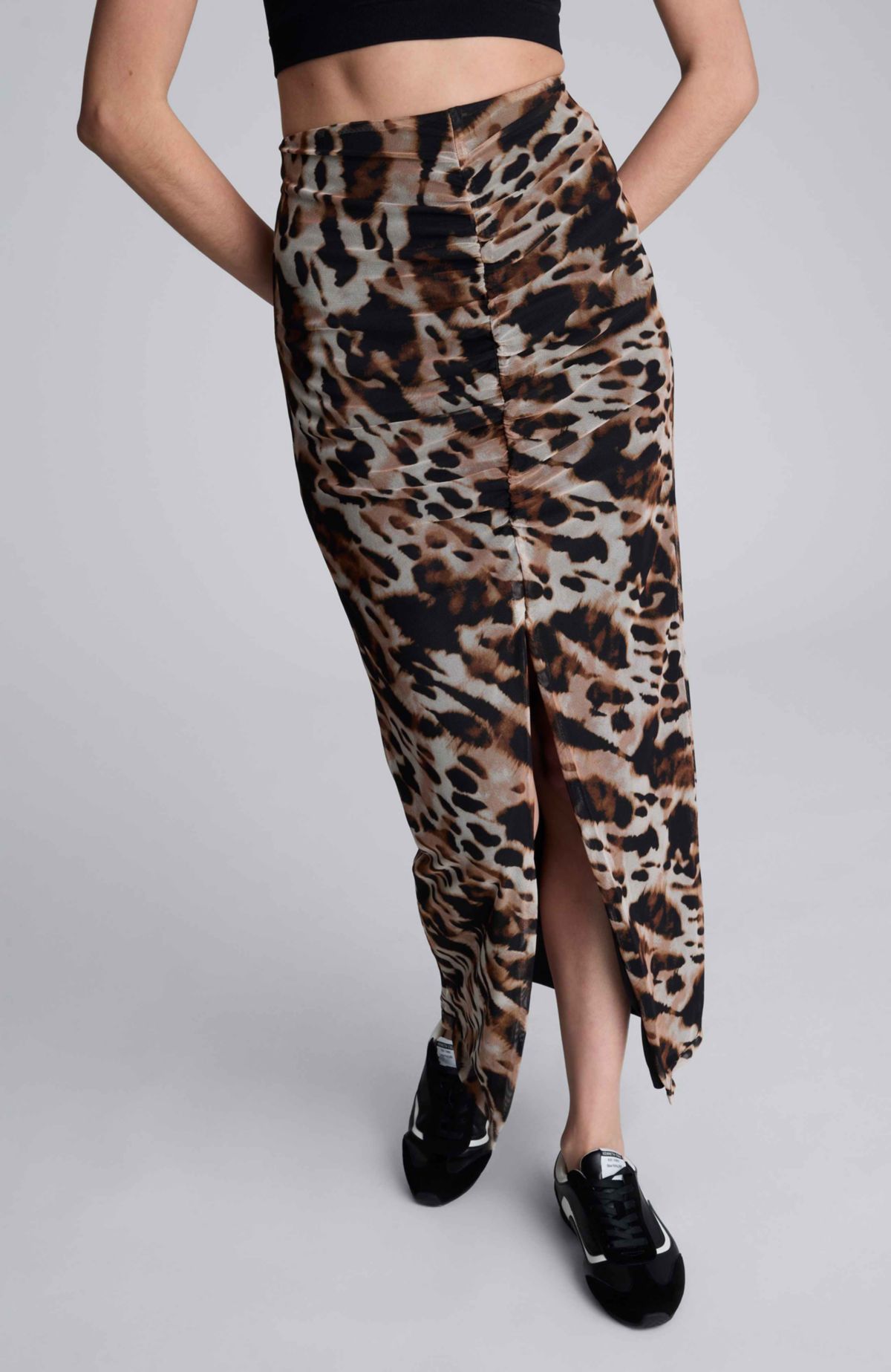 Animal Print Pull on Mesh Skirt