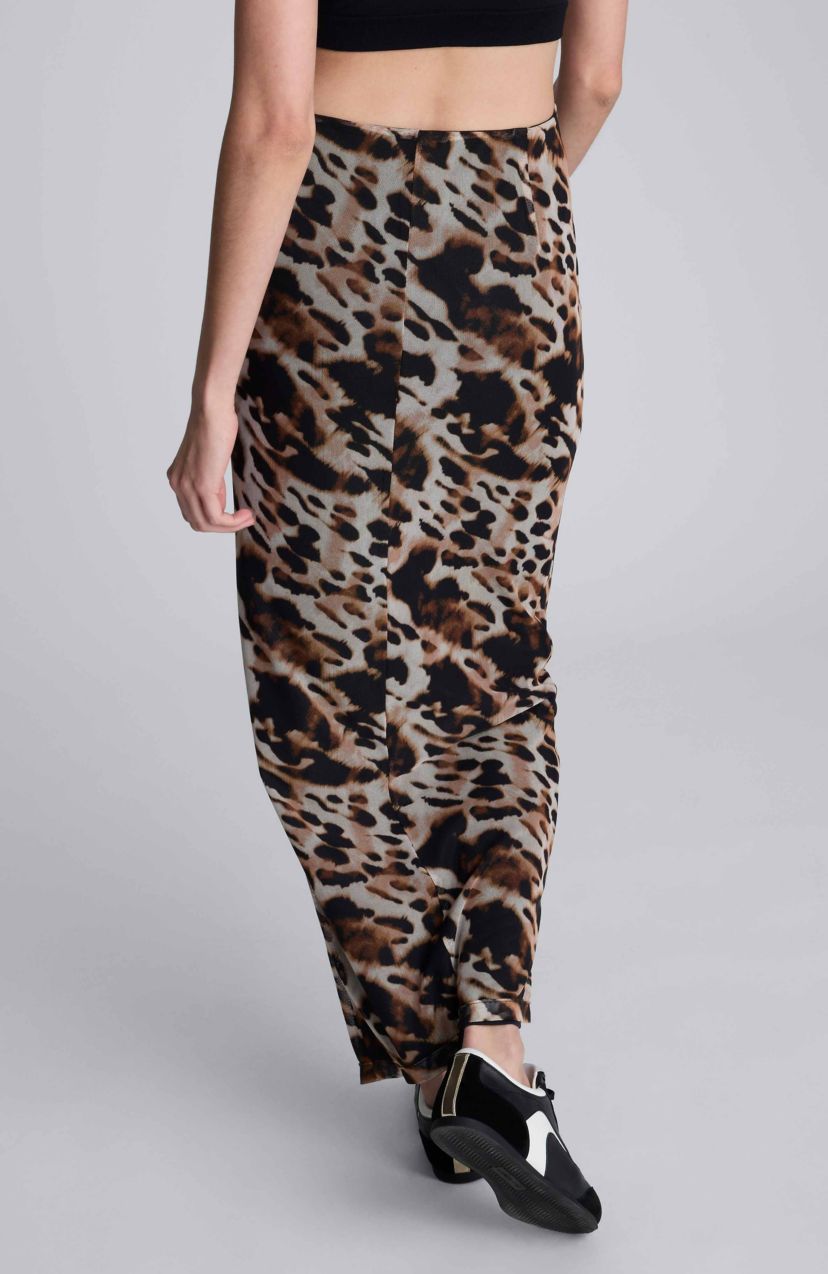 Animal Print Pull on Mesh Skirt