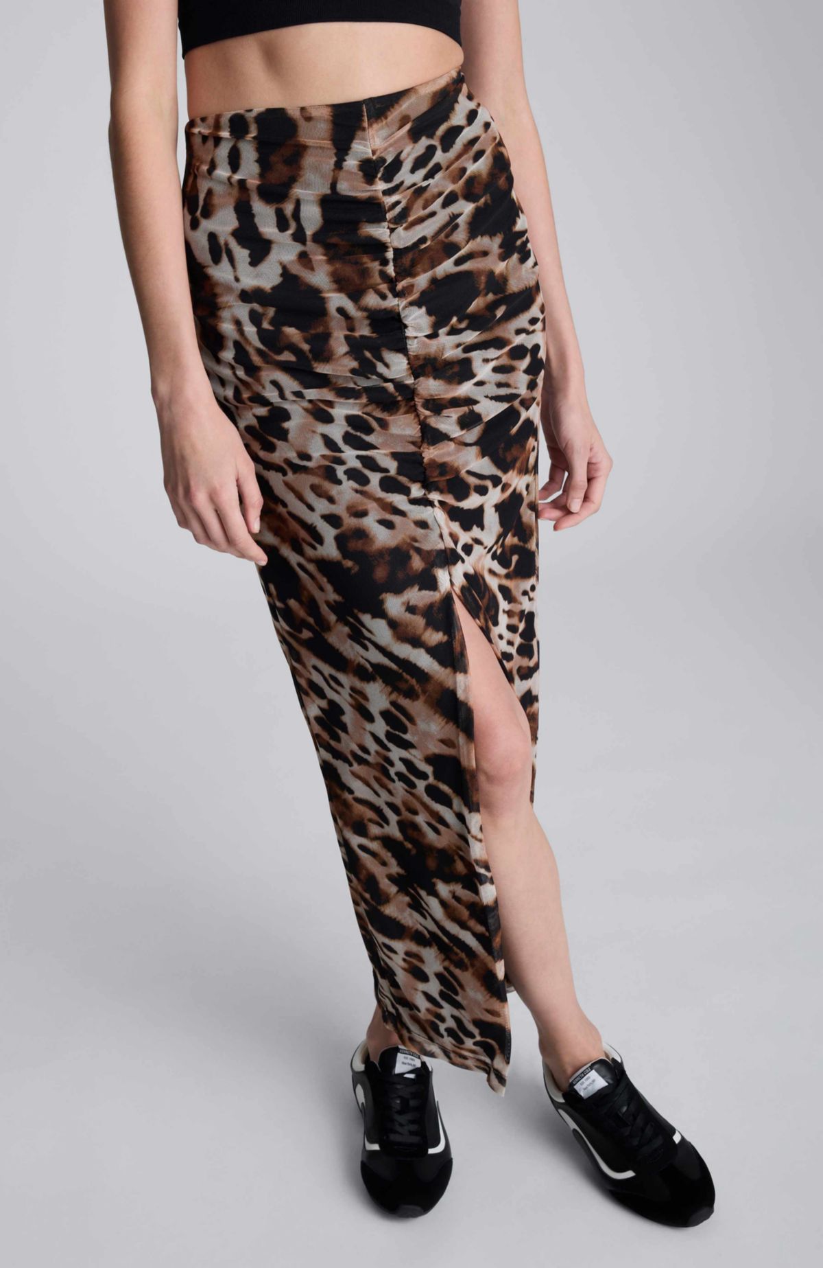 Animal Print Pull on Mesh Skirt