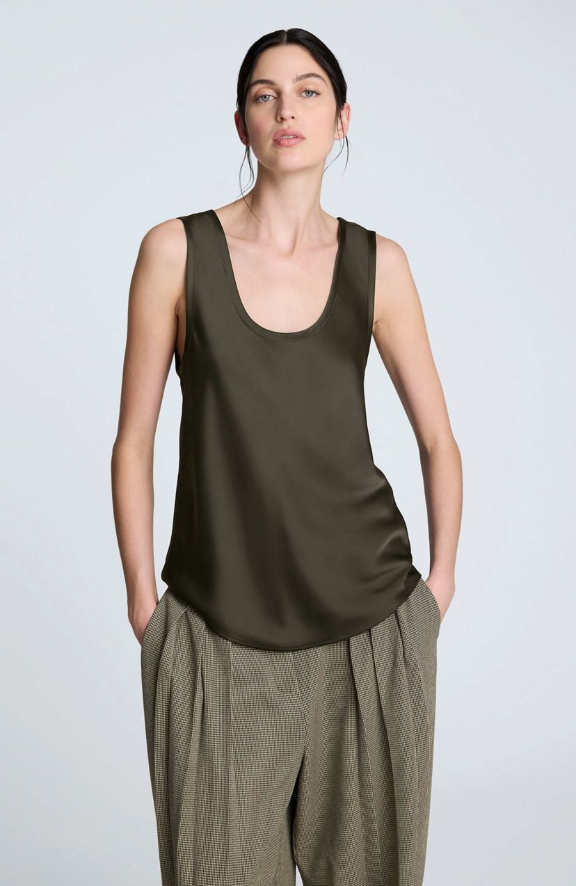 Satin Scoop Neck Tank