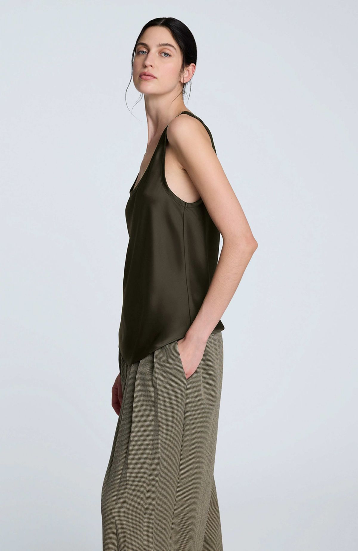 Satin Scoop Neck Tank