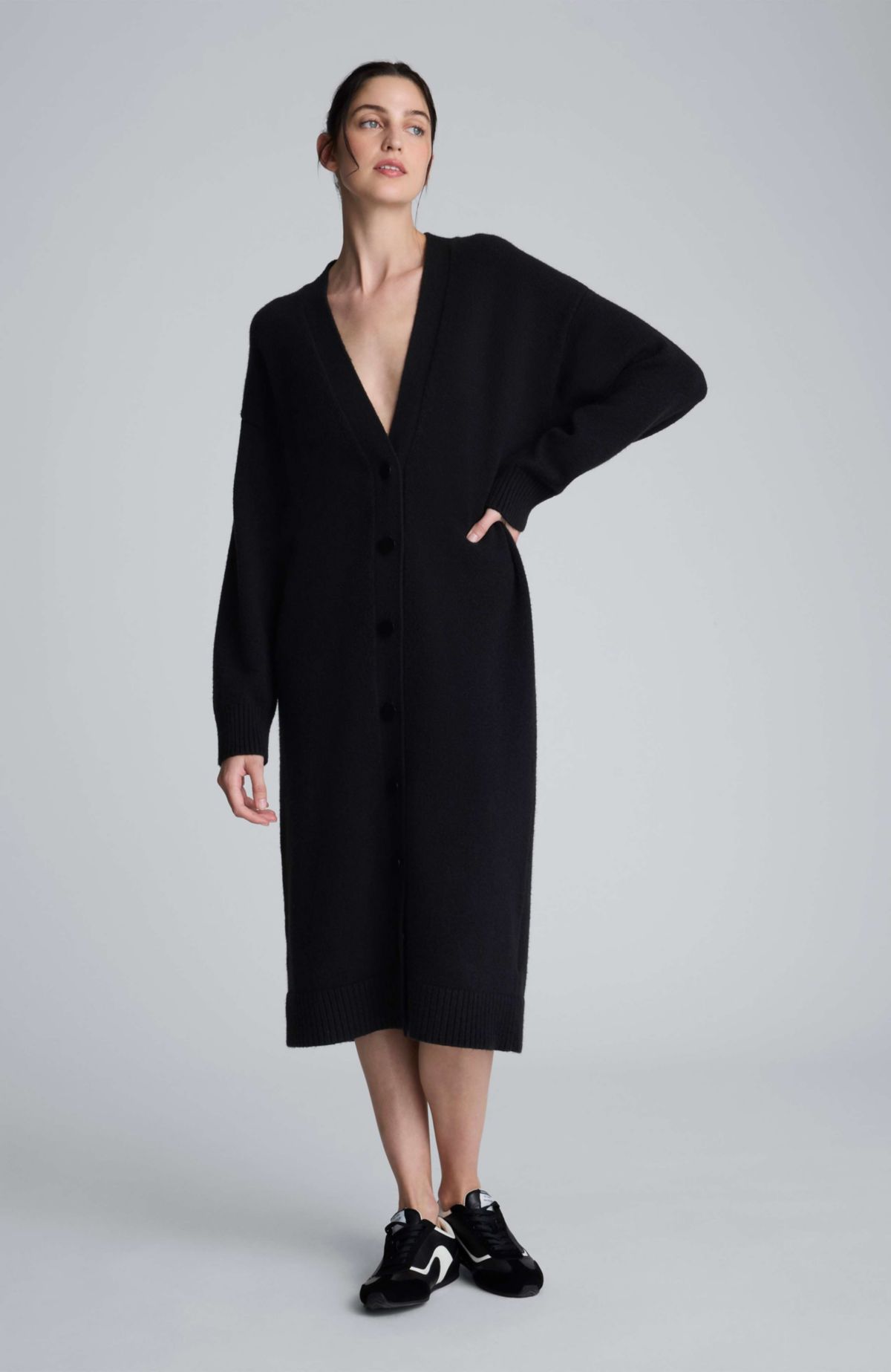 Button Front Long Cardigan