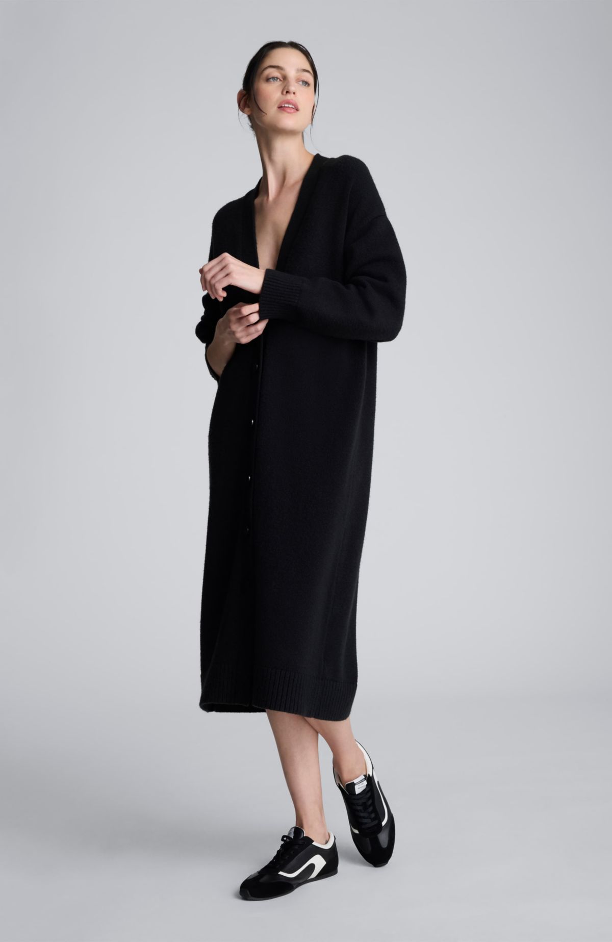 Button Front Long Cardigan