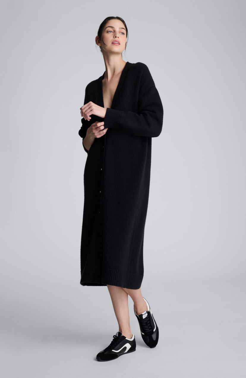 Button Front Long Cardigan