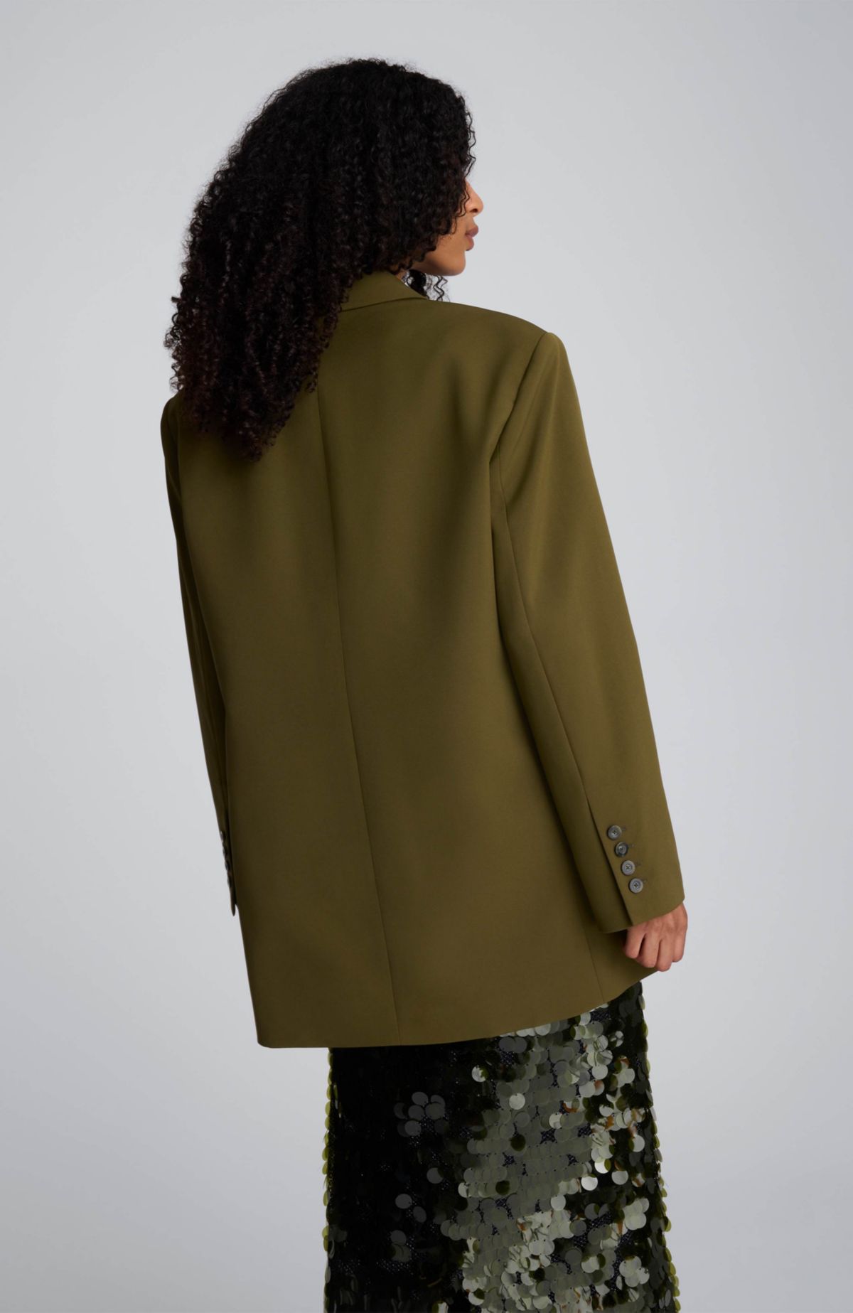 Luxe Twill Three Button Boyfriend Jacket