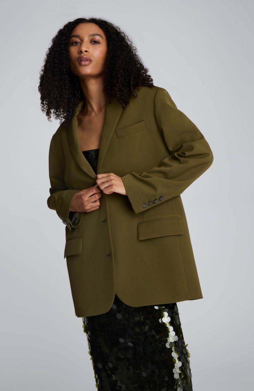 Luxe Twill Three Button Boyfriend Jacket