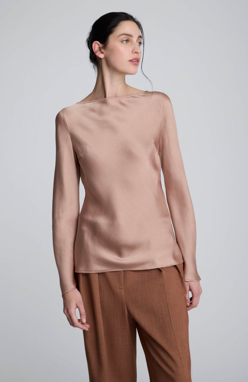 Cowl Back Long Sleeve Blouse