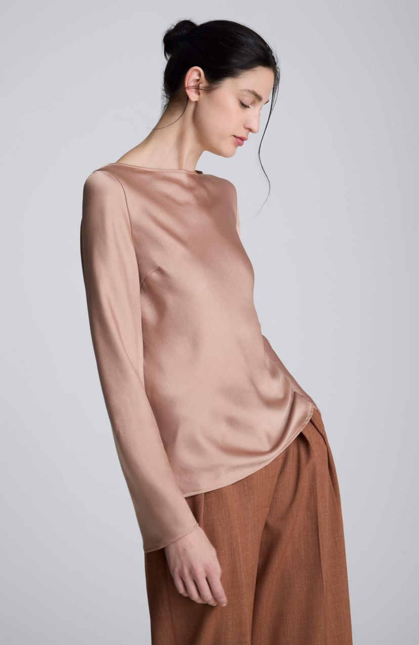Cowl Back Long Sleeve Blouse