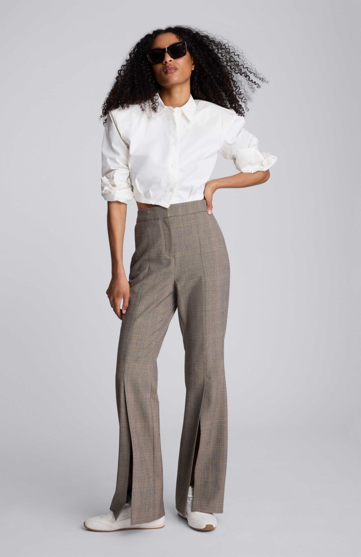 Plaid High Rise Flare Pant