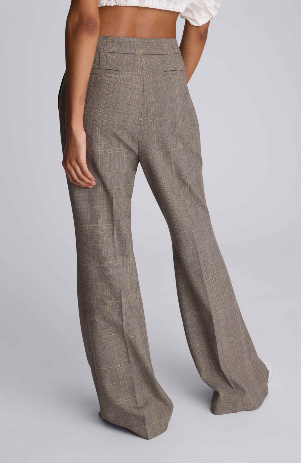 Plaid High Rise Flare Pant