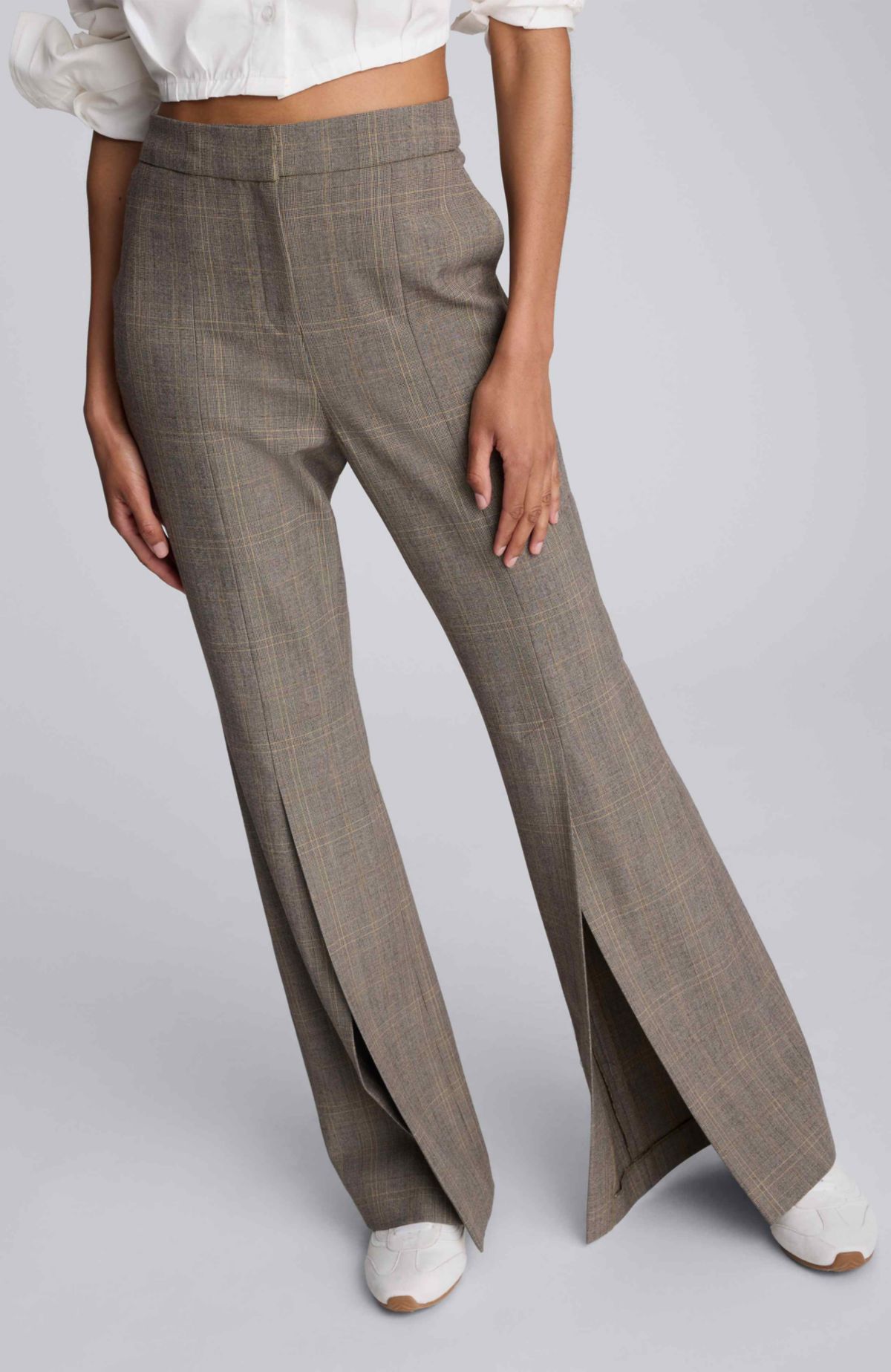 Plaid High Rise Flare Pant