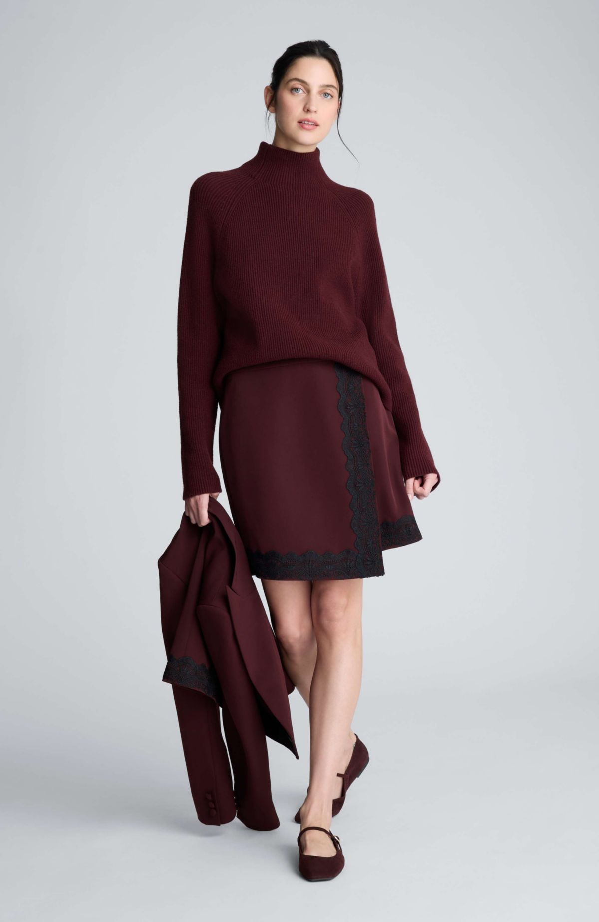 Kenneth Cole New York Asymmetrical Bouclé Walker Wool Coat Black Size