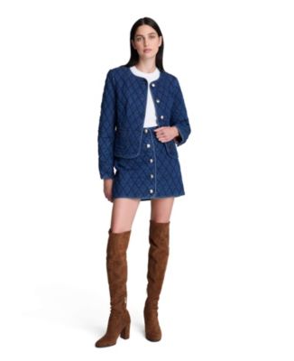 Kenneth Cole Women's Collarless Denim Jacket with Quilting