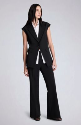 Kenneth Cole Women's Notch Collar Vest with Faux Shirt, White, Large