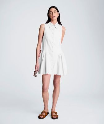 Kenneth Cole Women's Sleeveless Shirt Mini Dress, White, 14