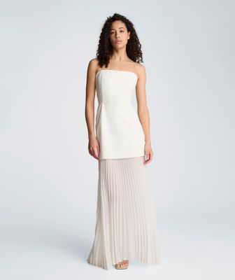 Kenneth Cole Women's Combo Pleated Midi Dress, White, 12