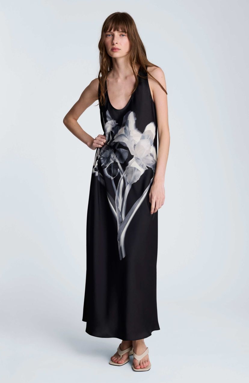 Kenneth Cole Long Printed Satin Slip Dress | Belk