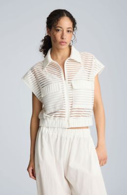 Kenneth Cole Women's Sleeveless Cardigan With Chest Pockets, White, Small