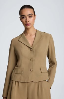Kenneth Cole Women's Transparent Notch Jacket with Flap Pockets, 6