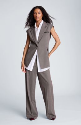 Kenneth Cole Women's Zipper Pocket Vest with Detachable Shirt, White, 14
