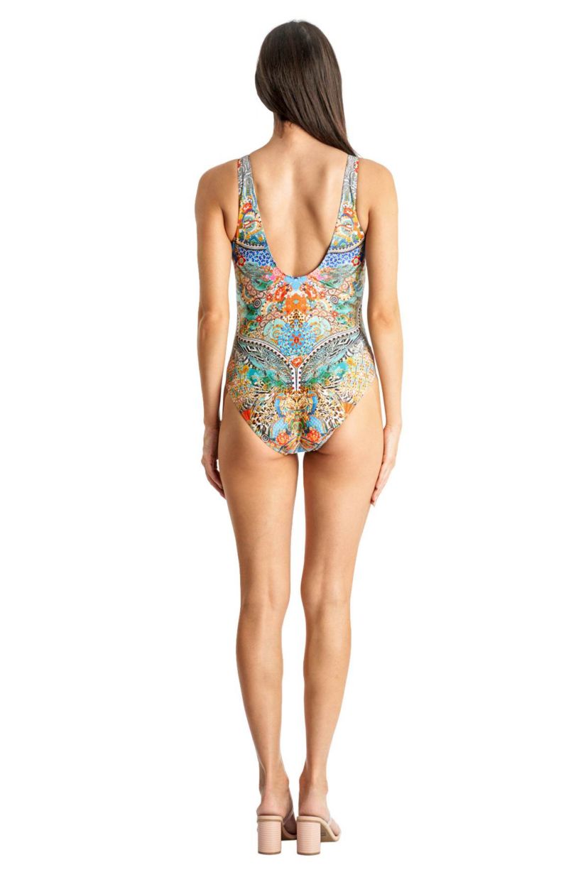 Boho Print Front Cutout One Piece Swimsuit