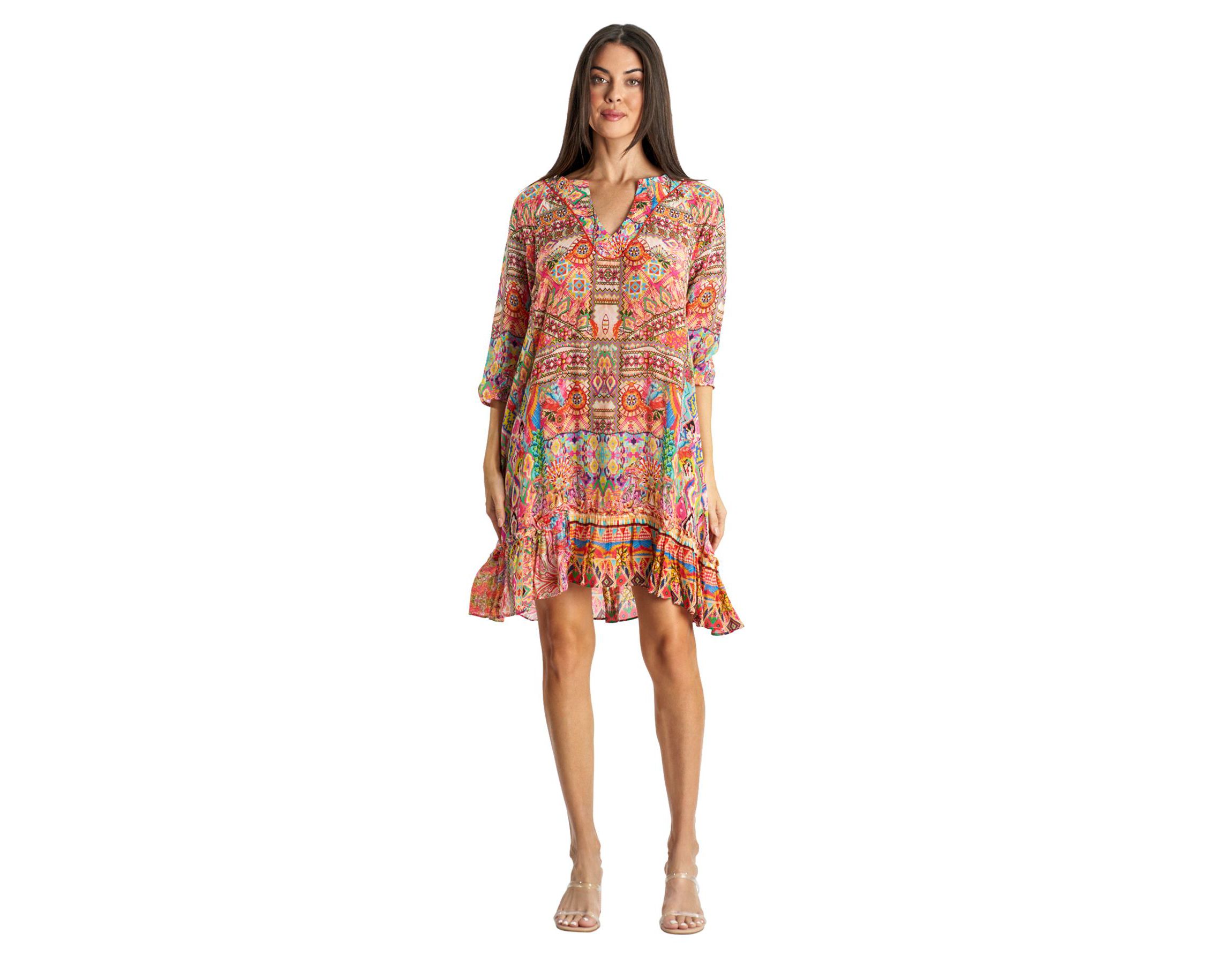 V neck 3/4 Sleeves Dress