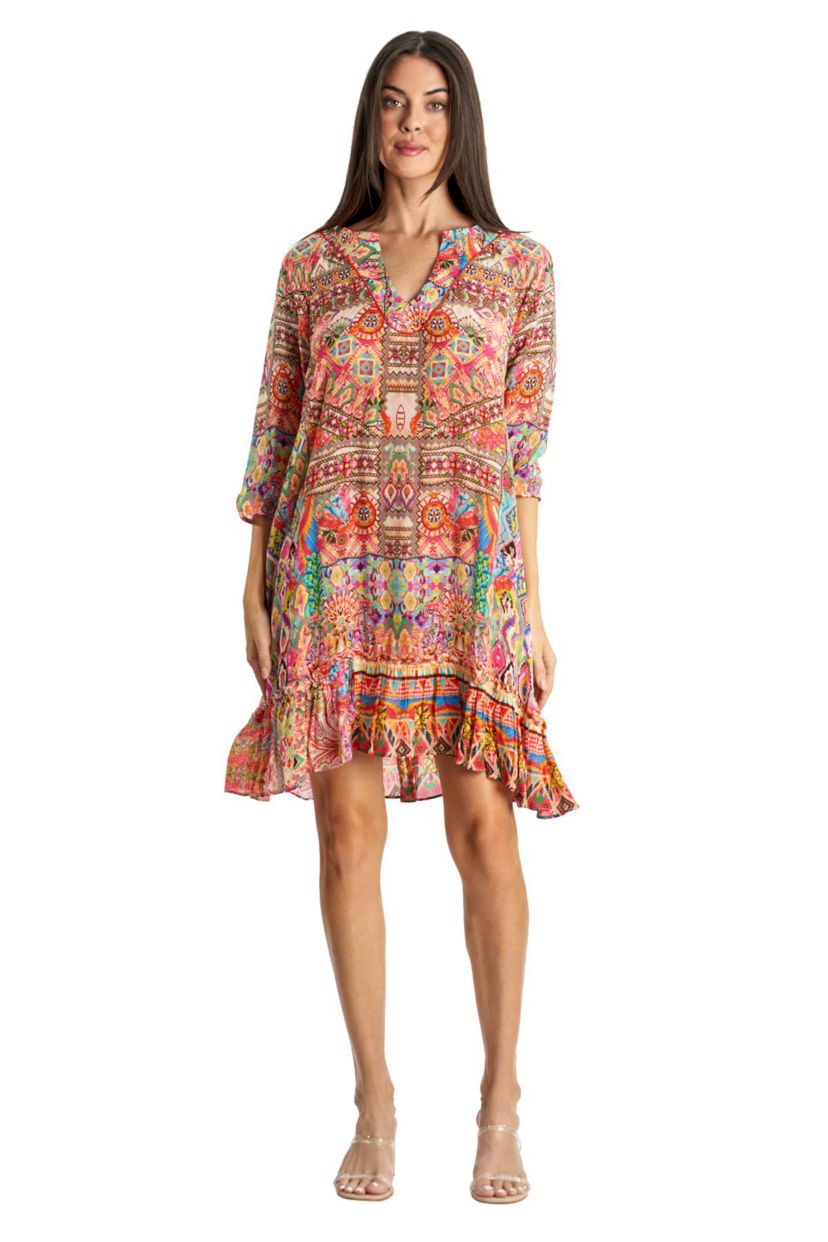 V neck 3/4 Sleeves Dress
