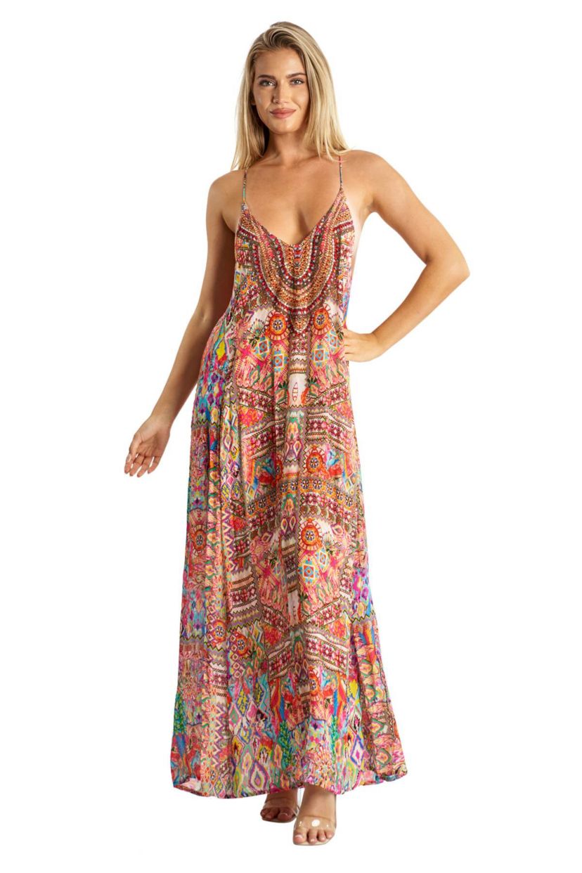 T Back Maxi Dress with Pockets