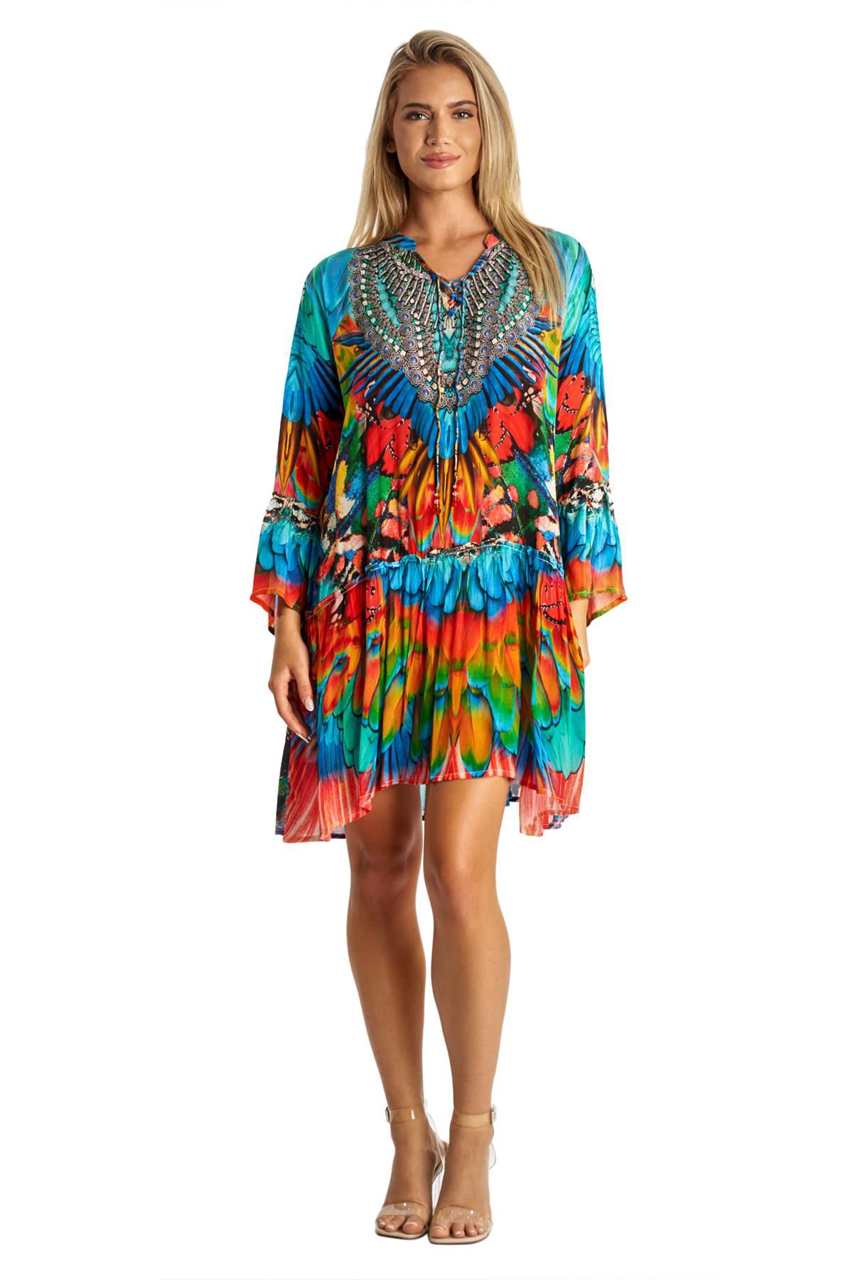 Short V neck dress with Long Sleeves