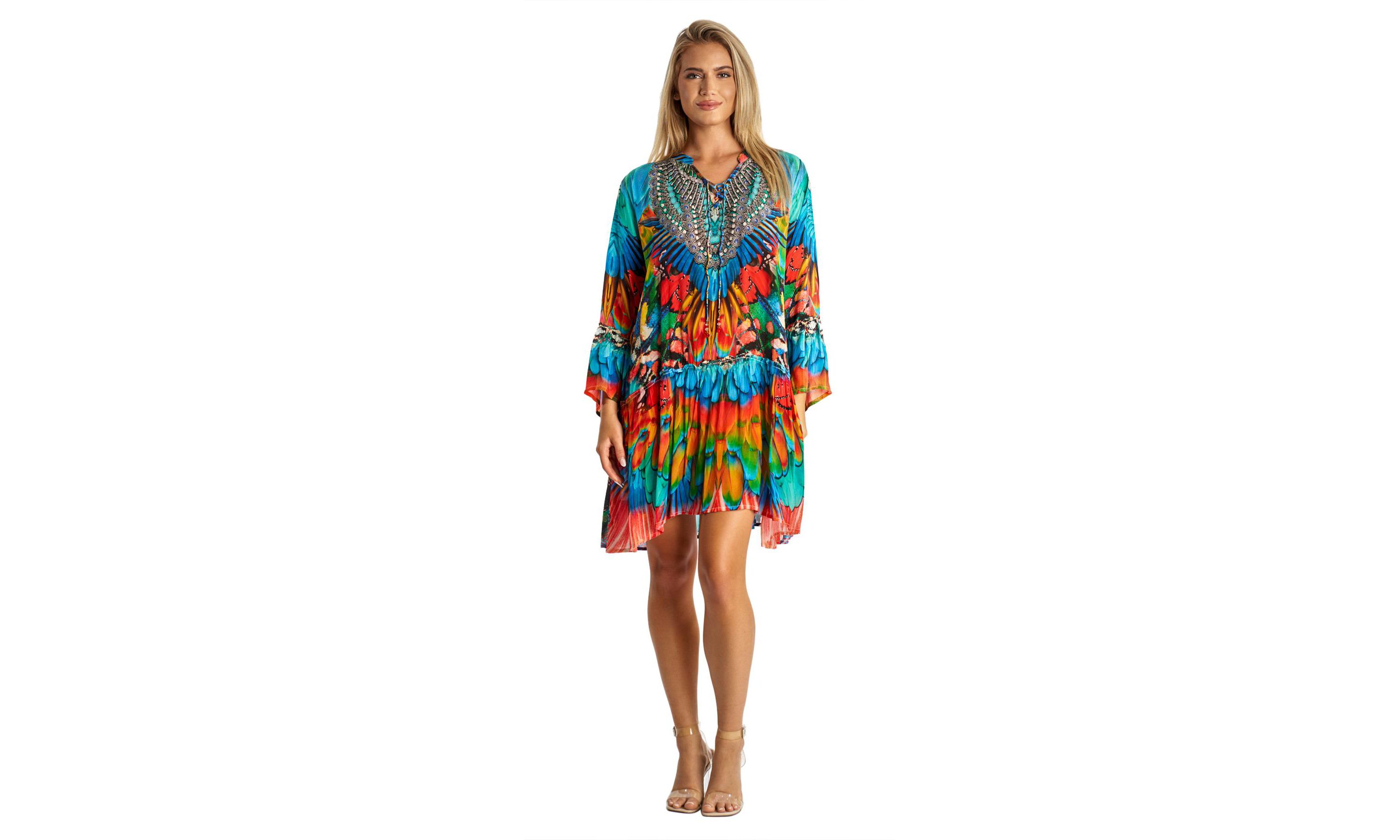 Short V neck dress with Long Sleeves