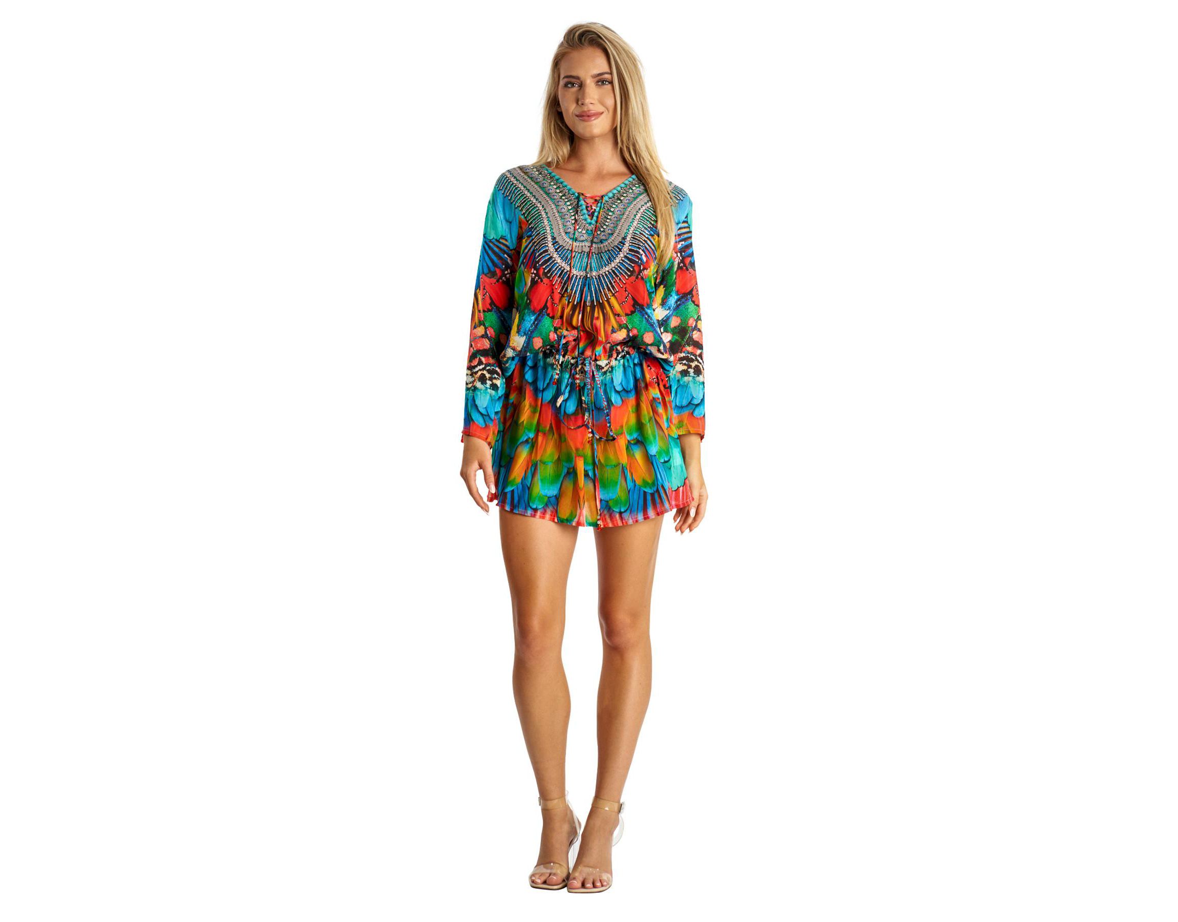 Drawstring Elastic Waist Tunic Dress