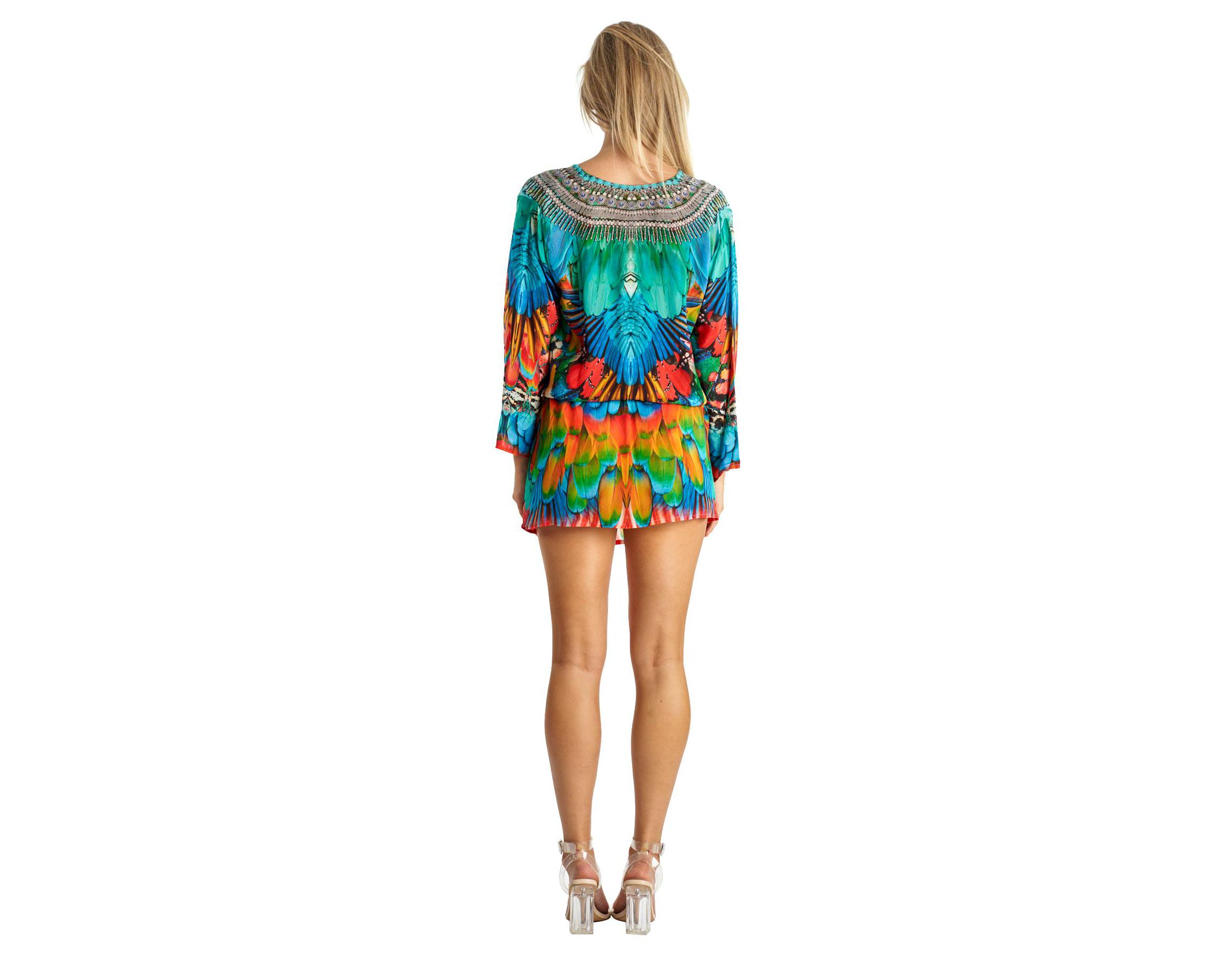 Drawstring Elastic Waist Tunic Dress