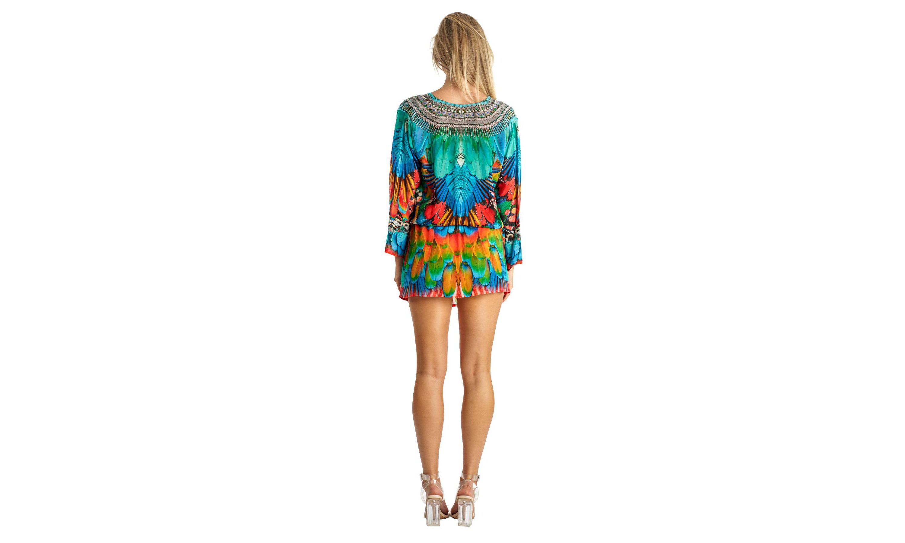 Drawstring Elastic Waist Tunic Dress