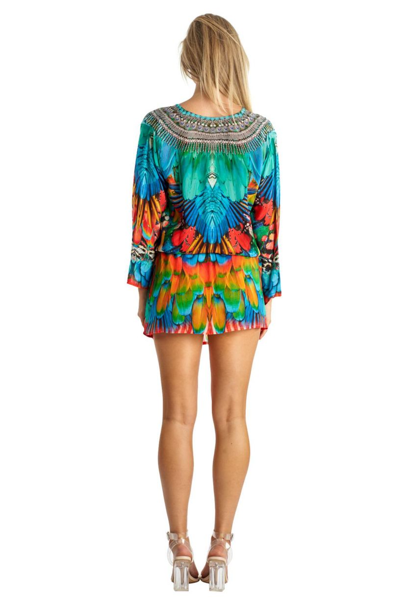 Drawstring Elastic Waist Tunic Dress