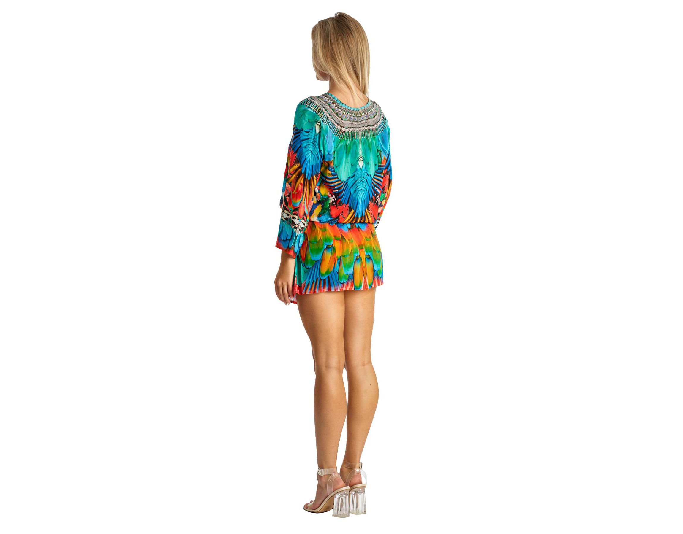 Drawstring Elastic Waist Tunic Dress