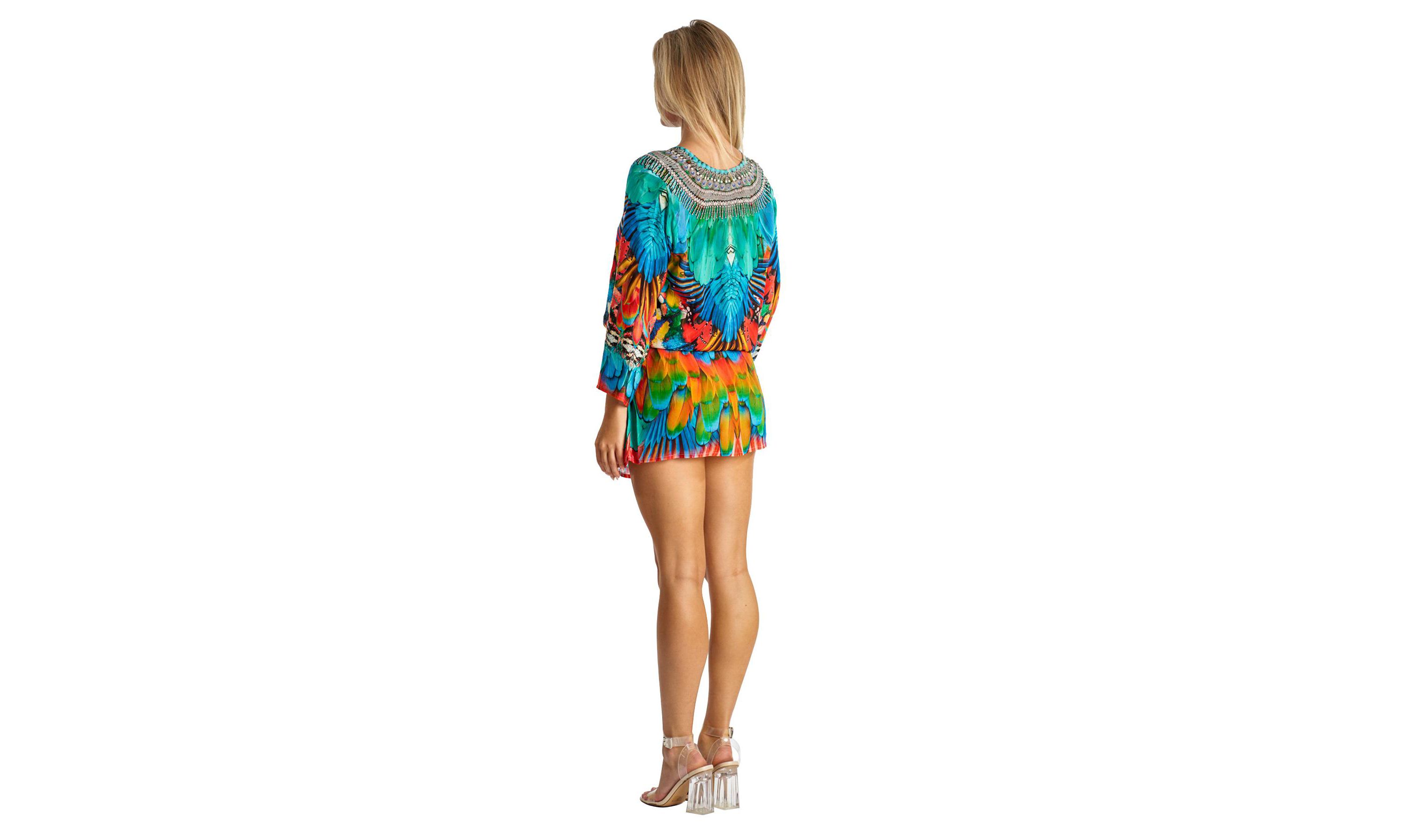 Drawstring Elastic Waist Tunic Dress