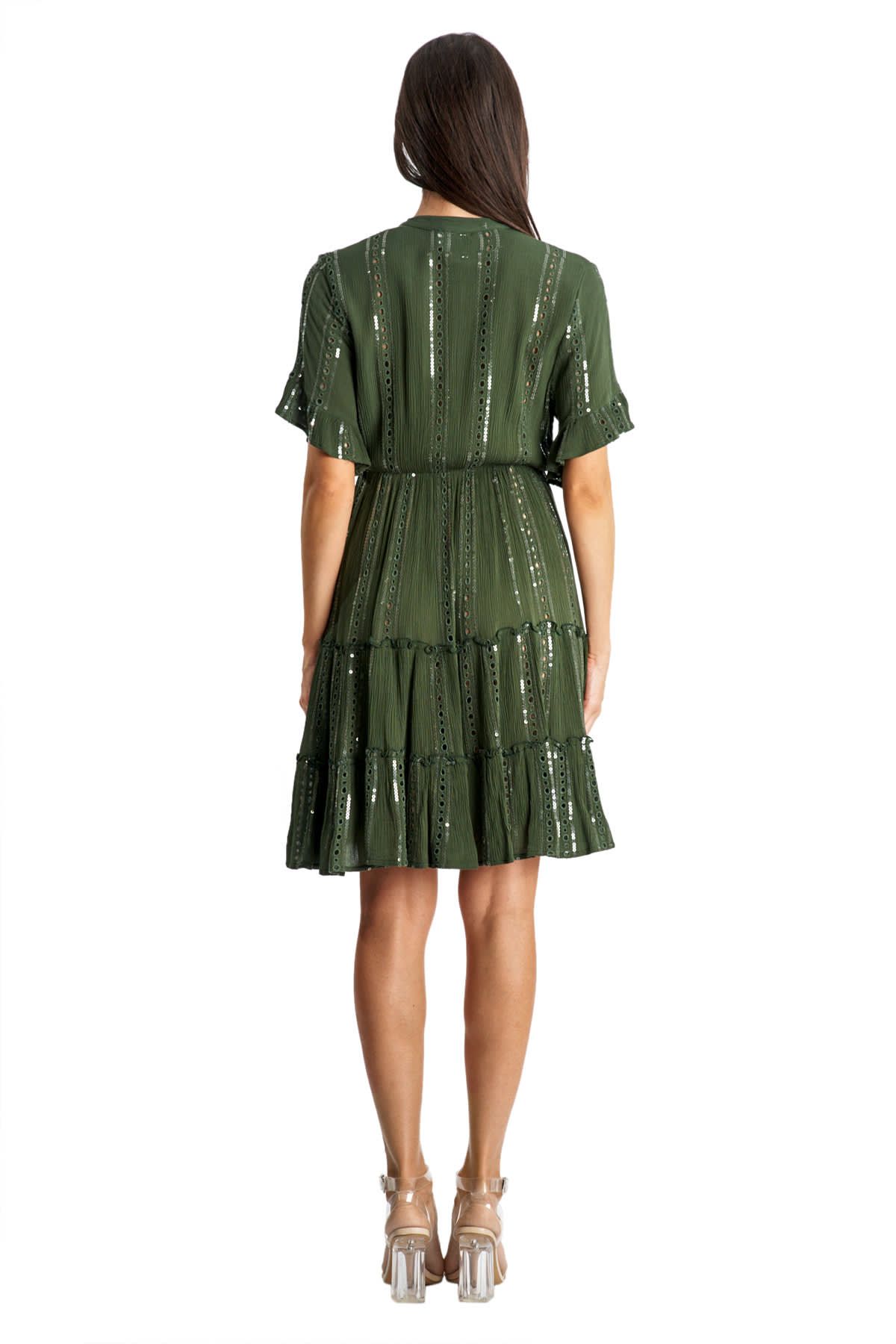 Short Eyelet V neck Dress