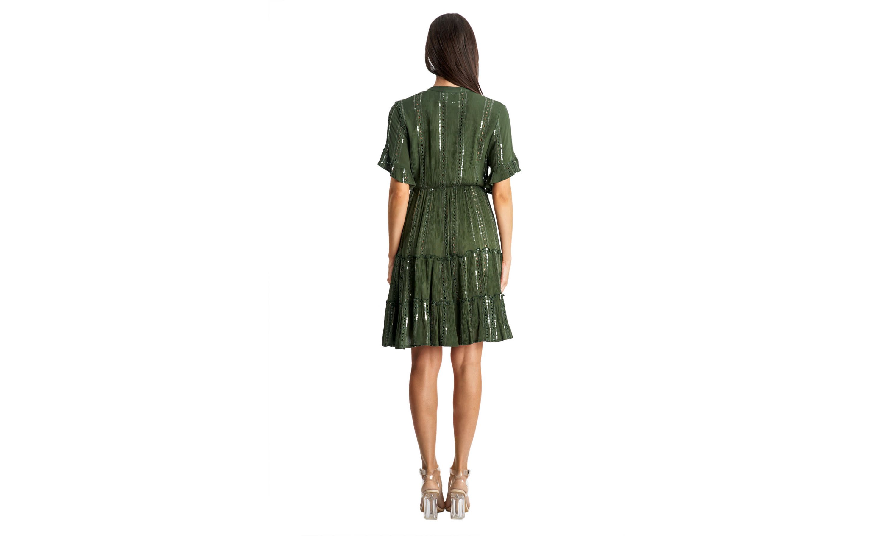 Short Eyelet V neck Dress