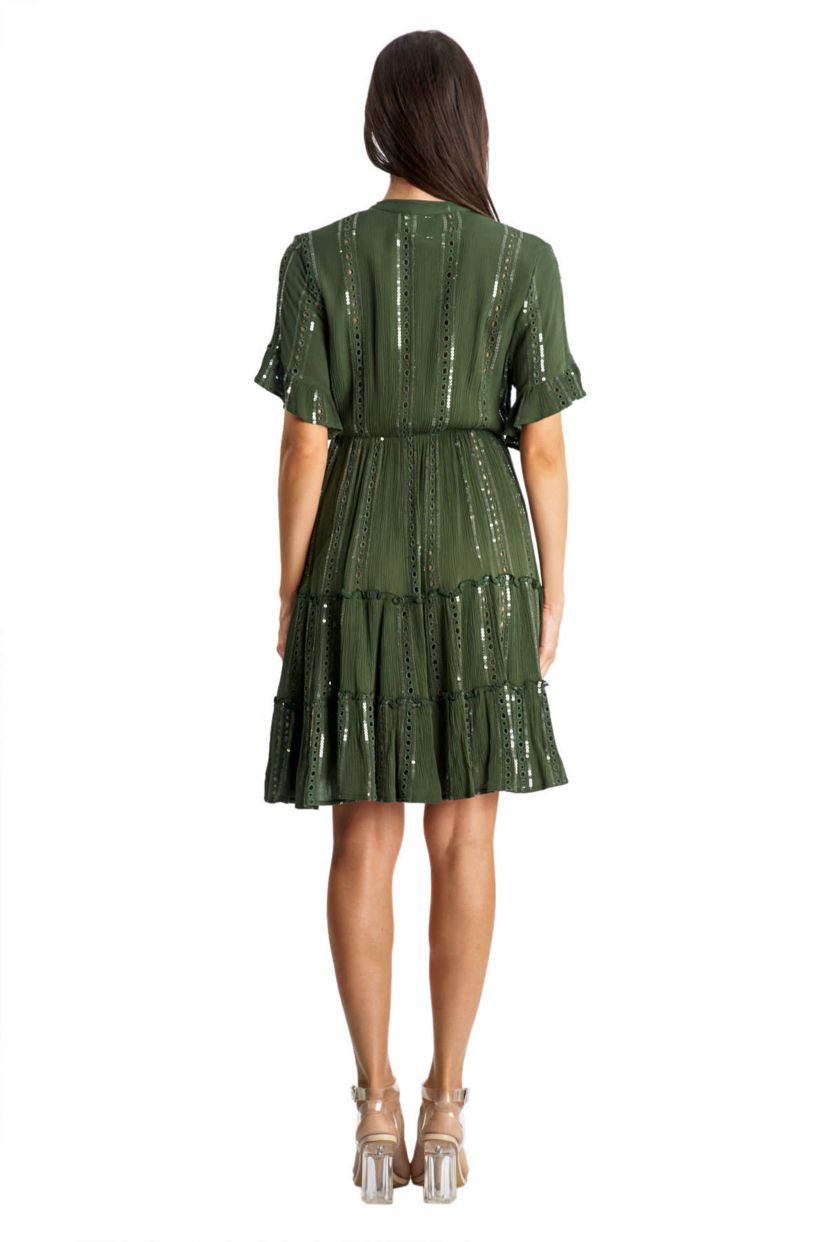 Short Eyelet V neck Dress