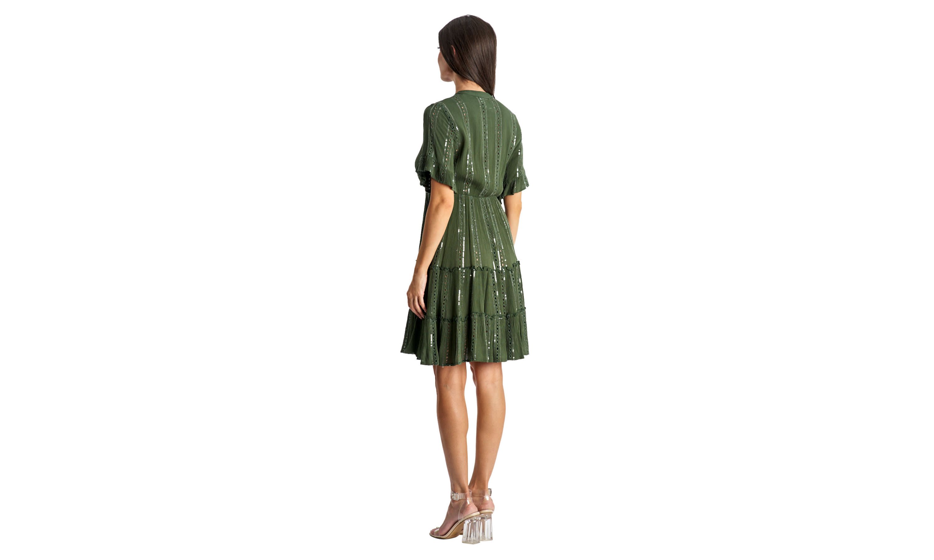 Short Eyelet V neck Dress