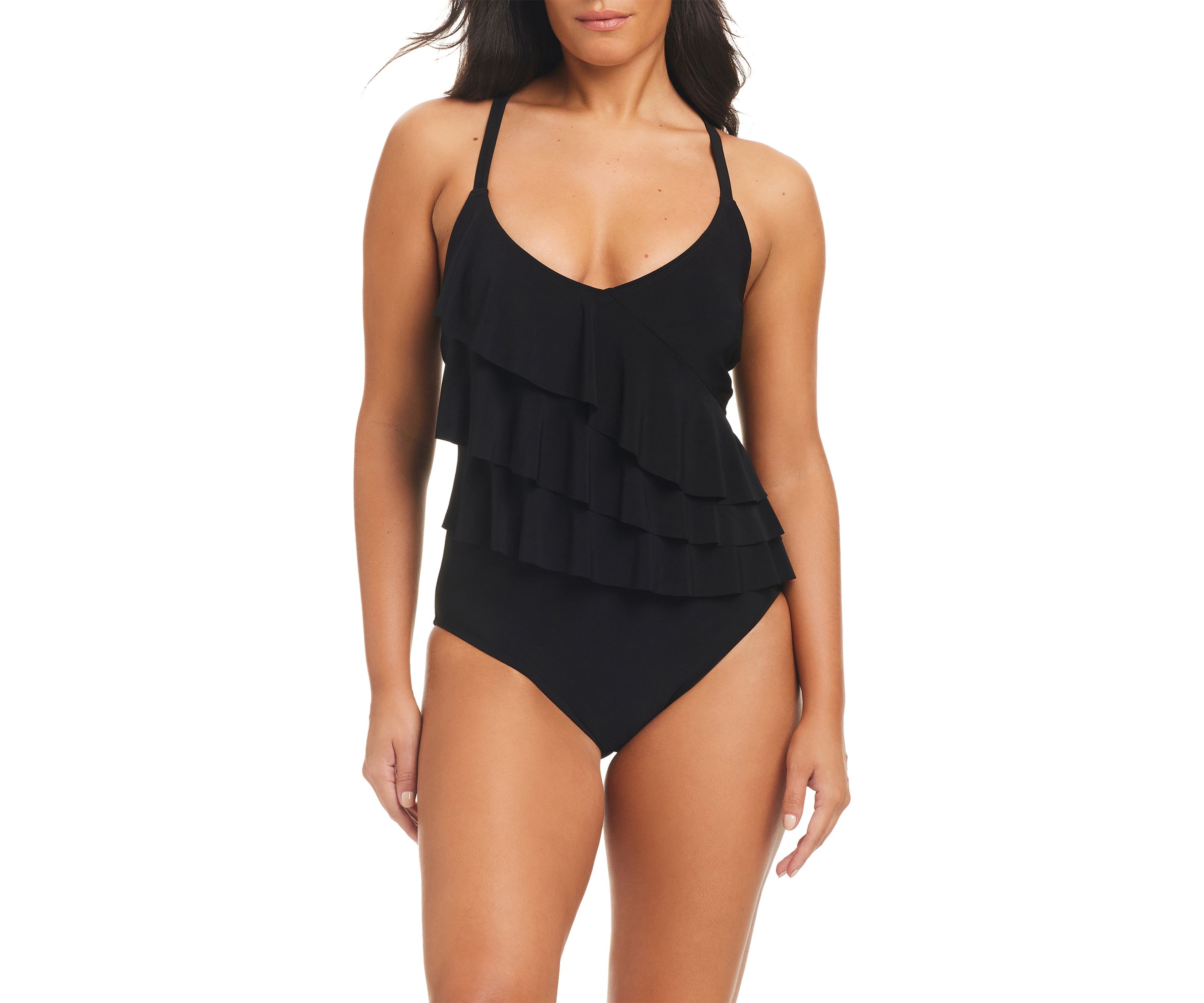 Solid Essentials Ruffle Tier One Piece Swimsuit