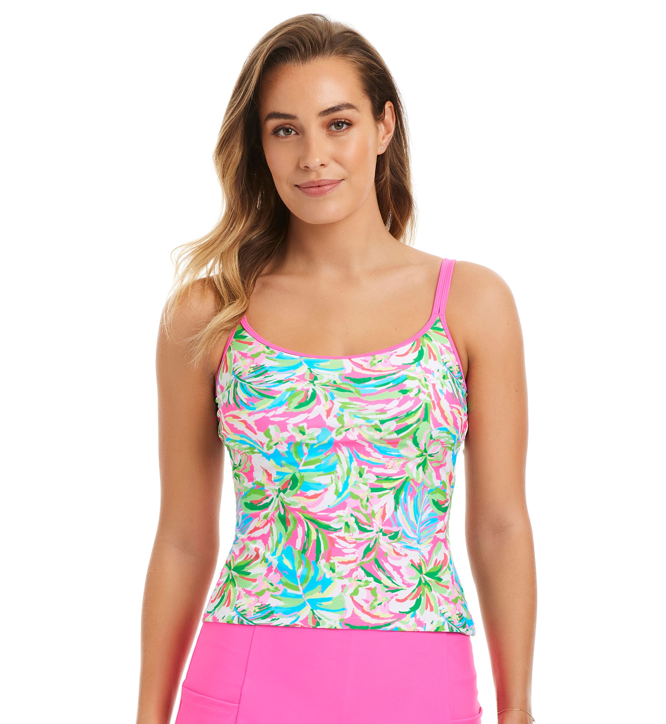 Dazzling Tropical Scoop Tankini Swim Top