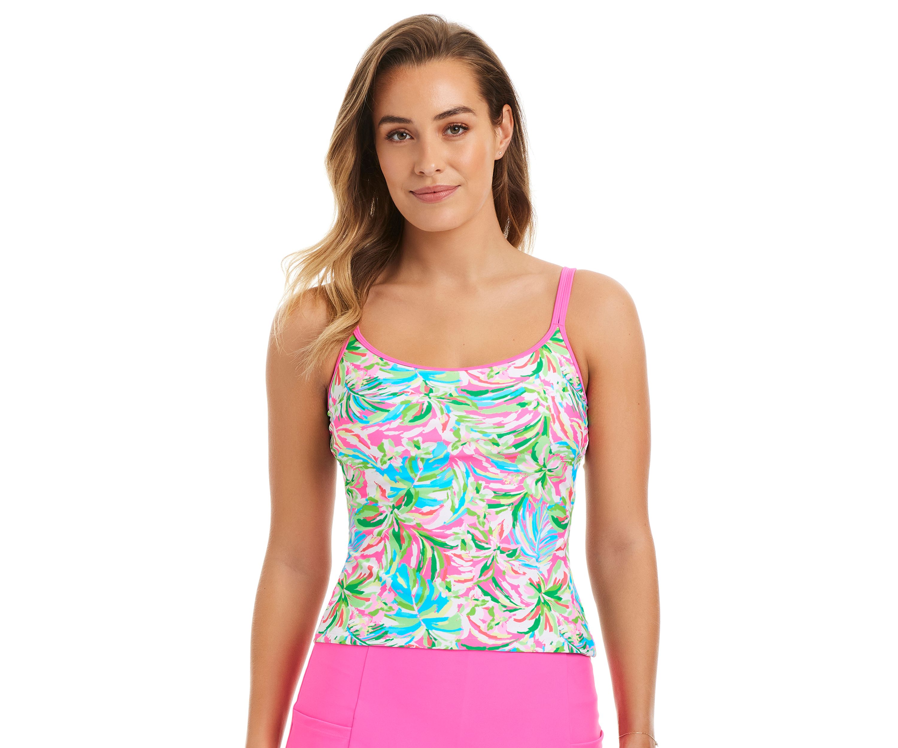 Dazzling Tropical Scoop Tankini Swim Top