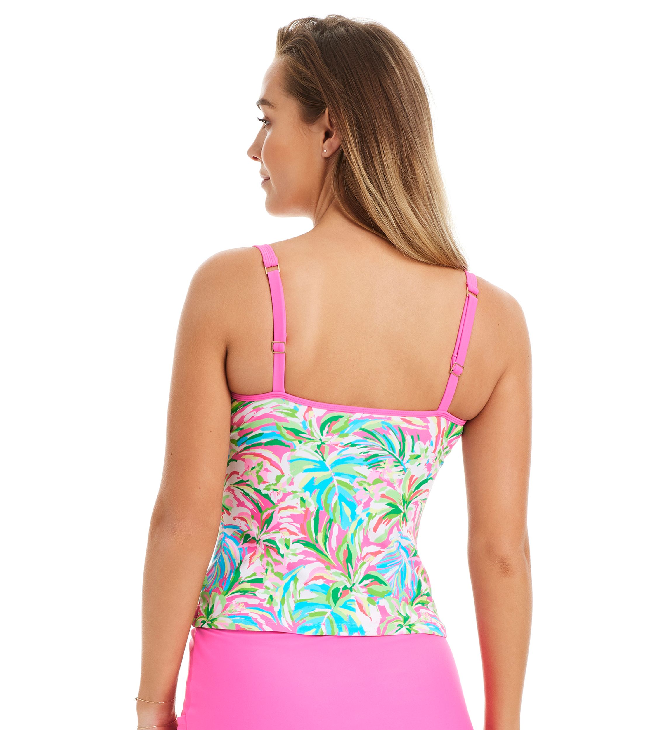 Dazzling Tropical Scoop Tankini Swim Top